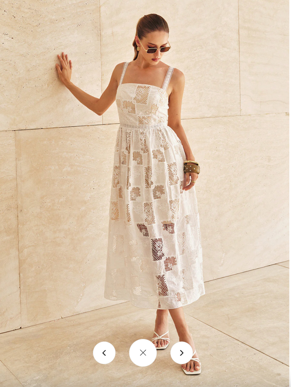 NWT Commense Cotton Patchwork Lace Embroidered Maxi Dress Sz S